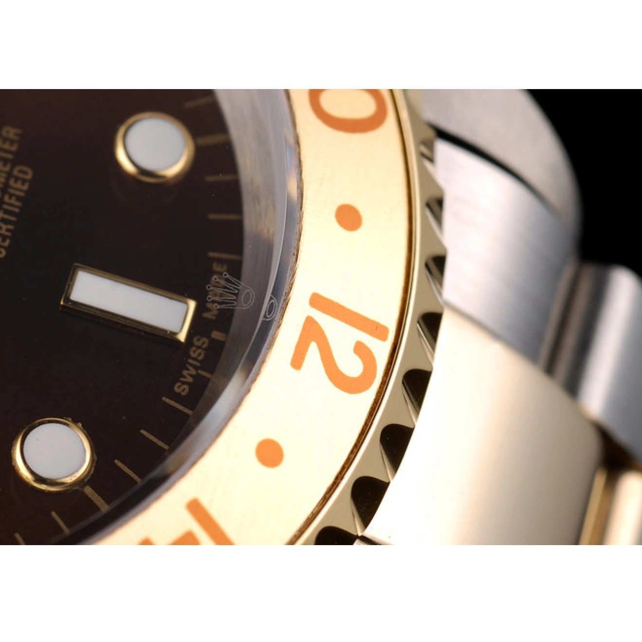 Good Copy Rolex Watches Watch Master GMT II Brown Gold Ceramic Dial Colored Bezel Rolex 0612